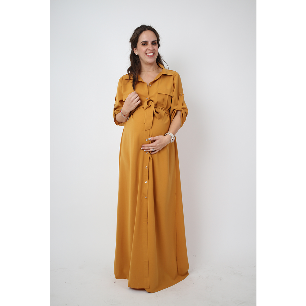 Vestido camisero outlet mostaza